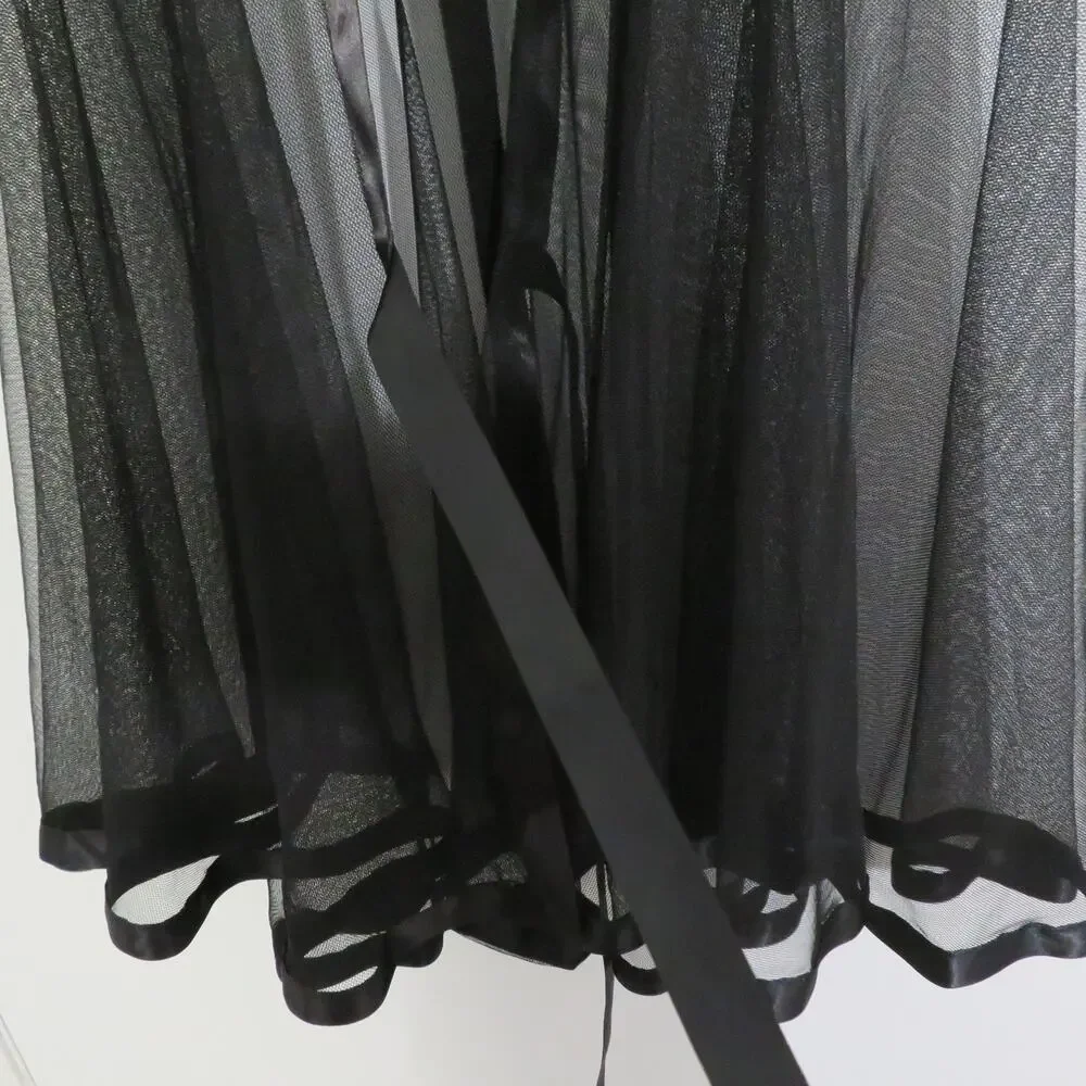 Victoria's Secret Women Sz 34B Black Vintage Y2K Sheer Open Front Flowy Nightie